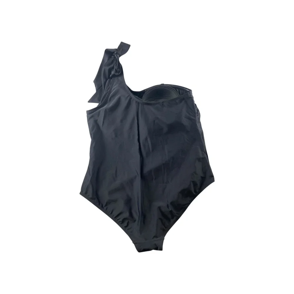 Kona Sol Womens Black One Shoulder Tie‎ Swimsuit Size 22W